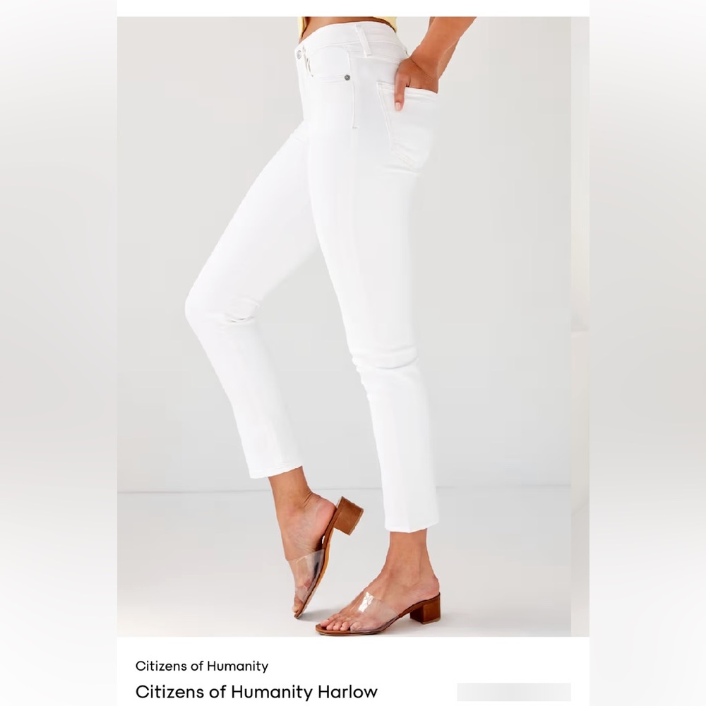 Citizens of Humanity white jeans, Harlow ankle high-rise slim, size 29